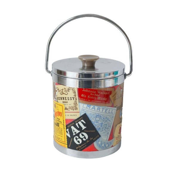 Vintage Whisky Scotch Bar Tavern Ice Bucket Advertising Chrome Retro Barware - Picture 1 of 8